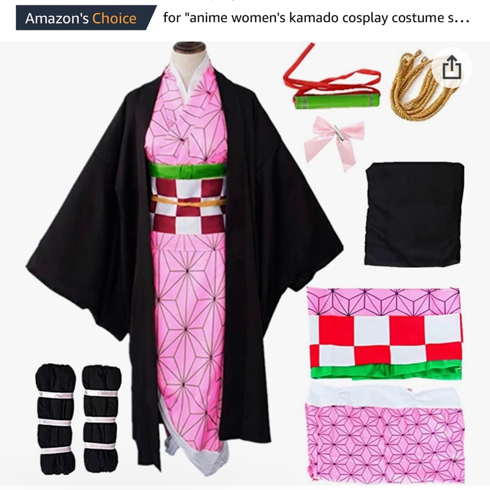 kamspom ：anime women's kamado cosplay costume suit full set kimono